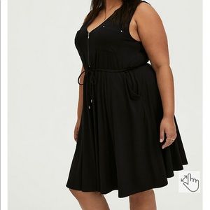 Torrid NWT Black Jersey Zip Front Drawstring Shirt Dress | Plus Size 3X